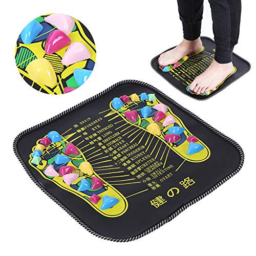 Foot Massage MatAcupressure Foot MatsReflexology Walk Stone Stone Road Foot Massage Black Stimulates Blood Circulation for Pain Relief