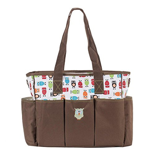 SoHo Canvas Diaper Tote Bag 7pc Brown Owls