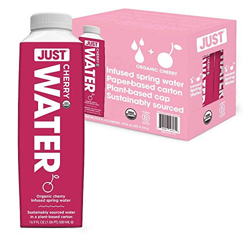 JUST Water Infused - Organic Fruit Flavored Spring Water - Eco-Friendly Boxed Bottled Water - Zero Sugar Artificial Flavors or Sweeteners 8_0 Alkaline pH - Cherry 16_9 fl oz Pack of 12 JUST Water Infused - Organic Fruit Flavored Spring Water - Eco-Friendly Boxed Bottled Water - Zero Sugar Artificial Flavors or Sweeteners 8_0 Alkaline pH - Cherry 16_9 fl oz Pack of 12