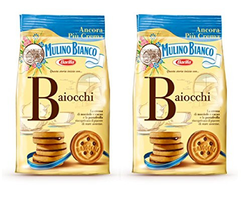 Mulino Bianco Baiocchi Cookies with cream hazelnut and cocoa- 8_81 Oz 250g Pack of 2  Italian Import