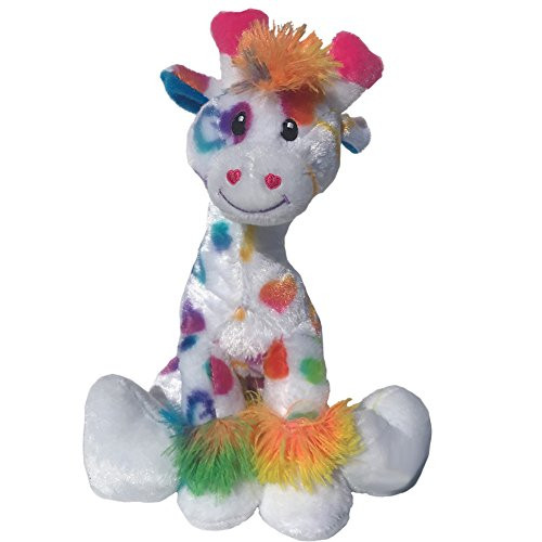 Giraffe Rainbow Plush - 12 inch Valentines Day Stuffed Animal - Soft Plush Giraffe with Hearts Perfect Valentines Day Gift