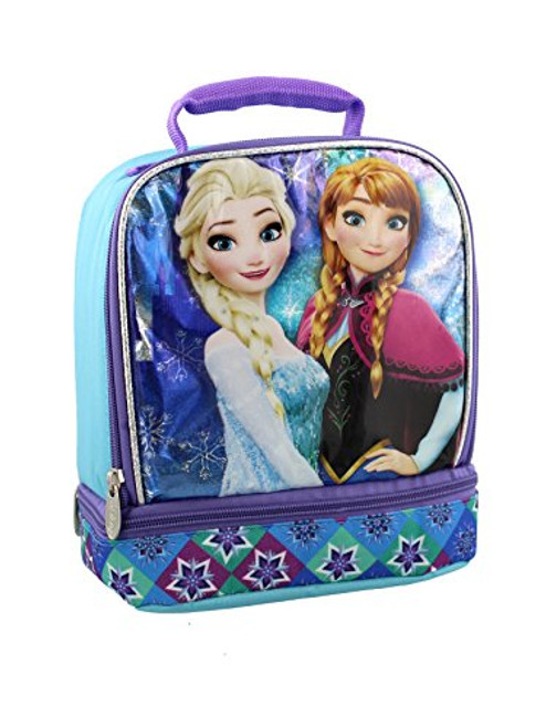 Frozen Girl's Dual Compartment Soft Lunch Box (Blue/Purple)