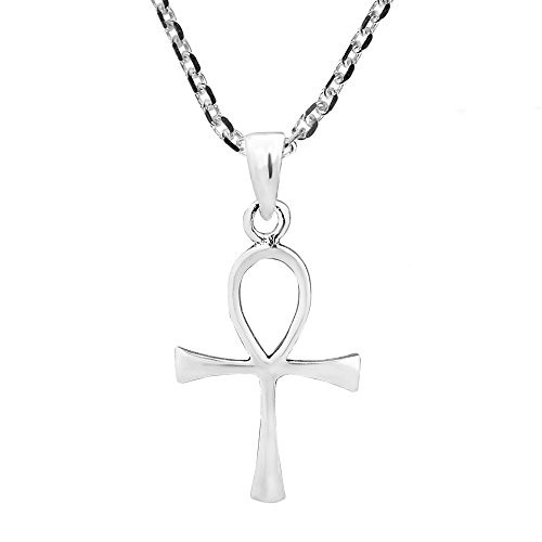 AeraVida Egyptian Hieroglyph Ankh _925 Sterling Silver Pendant Necklace AeraVida Egyptian Hieroglyph Ankh _925 Sterling Silver Pendant Necklace