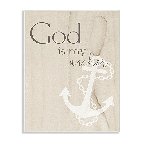 Stupell Industries God is My Anchor Wood Texture Wall Plaque 13 x 19 Multi-Color