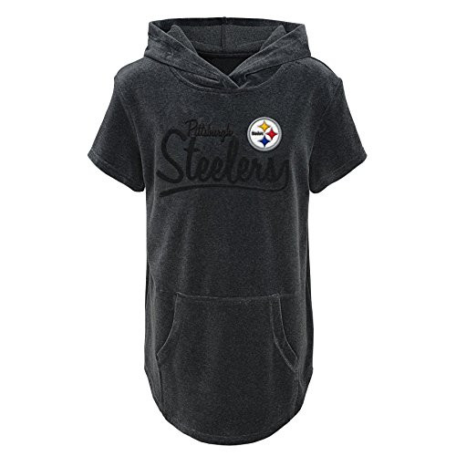 Outerstuff NFL Pittsburgh Steelers Youth Boys Certified Short Sleeve Hooded Top Charcoal Grey Youth Large14