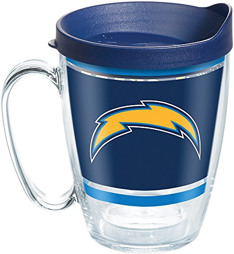 Tervis 1257658 NFL Los Angeles Chargers Legend Tumbler with Wrap and Navy Lid 16oz Mug, Clear