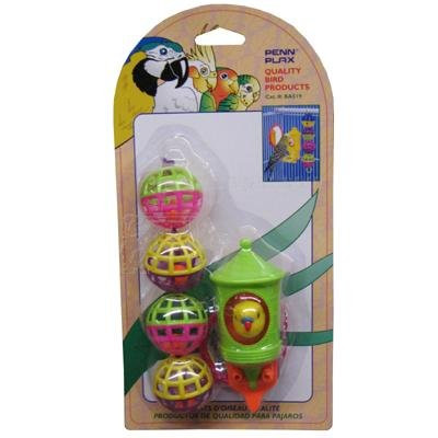 Penn-Plax Bird Play Pack  3 Pieces Lattice Balls Bobbing Bird and Two Way Mirror