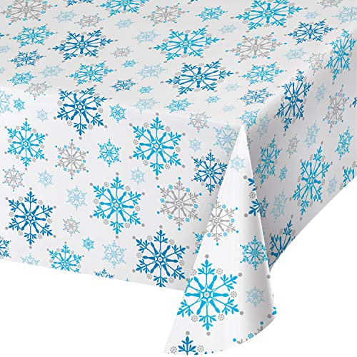 Snowflake Swirls Plastic Tablecloths 3 ct