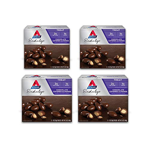 Atkins Endulge Treat Chocolate Covered Almonds_ Rich  and  Crunchy_ Keto-Friendly_ 20 Pouches