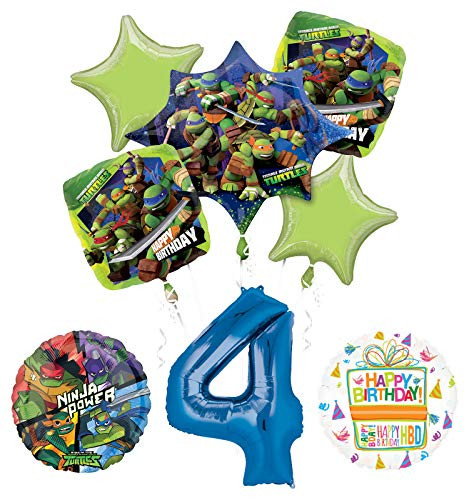 Mayflower Products Teenage Mutant Ninja Turtles 4th Birthday Party Supplies and TMNT Balloon Bouquet Decorations