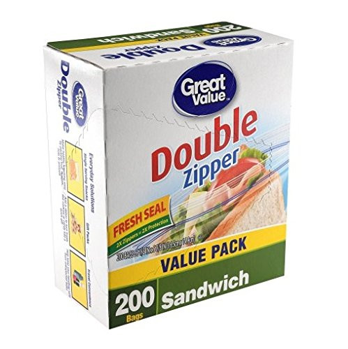 Great Value Double Zipper Sandwich Bags 200 Count Add a Ribbon to Turn Treats Like Cookies or Candy Into a Quick Gift