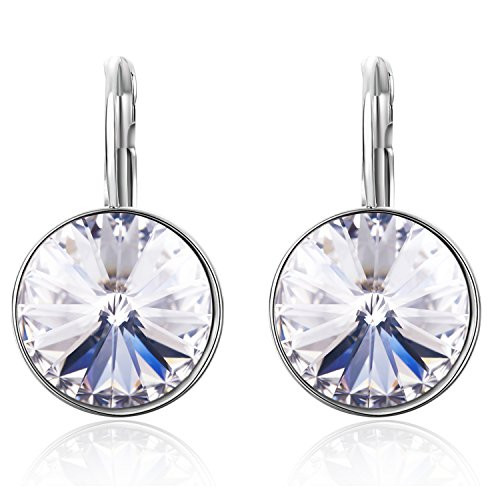 SBLING Rhodium Plated Leverback Drop Earrings Made with Swarovski Crystals 9_0 cttw SBLING Rhodium Plated Leverback Drop Earrings Made with Swarovski Crystals 9_0 cttw