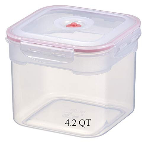 Lasting Freshness Vacuum Seal Food Storage Containers - Handheld Vacuum Food System - Quick Marinator - Square - 4_0 Liter  4_2 Qt  1 Gallon - Coral Color