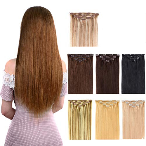 14 Clip in Hair Extensions Remy Human Hair for Women - Silky Straight Clip in Hair Extensions Human Hair 50grams 4pieces Chestnut Brown 8 Color 14 Clip in Hair Extensions Remy Human Hair for Women - Silky Straight Clip in Hair Extensions Human Hair 50grams 4pieces Chestnut Brown 8 Color