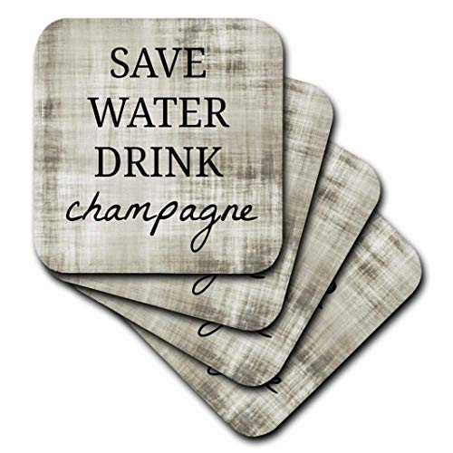 3dRose Save Water Drink Champagne - Soft Coasters, Set of 8 (CST_224241_2)