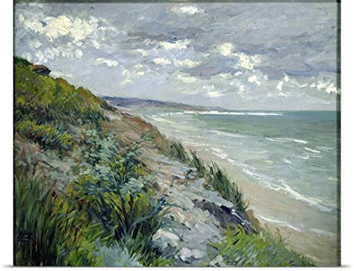 GREATBIGCANVAS Entitled Cliffs by The sea at Trouville Oil on Canvas Poster Print 24 x 19 Multicolor