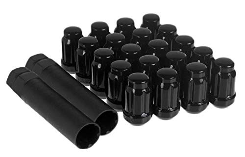 Set of 20 M12x1_5 Black Tuner Spline Lug Nuts with Locking Socket Keys  For Pontiac Grand AM G5 G6 GTO Firebird