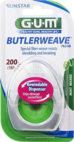 GUM Butlerweave Floss Mint Waxed 200 yd Pack of 8
