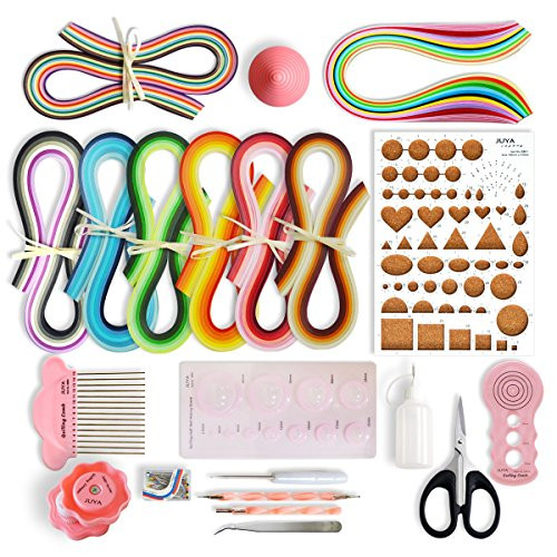 JUYA Paper Quilling Kits with 960 Strips and 13 Tools Pink Tools Width 3mm Have Glue