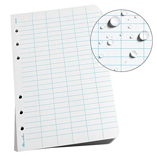 Rite in the Rain Weatherproof Loose Leaf Paper, 4 5/8" x 7", 32# White, Level Pattern, 100 Sheet Pack (No. 312)