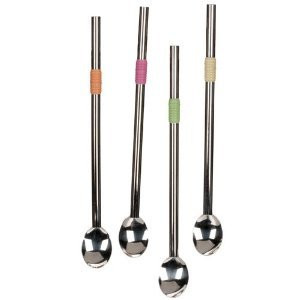 RSVP Endurance 18/8 Stainless Steel Spoon-Straw, Set of 4