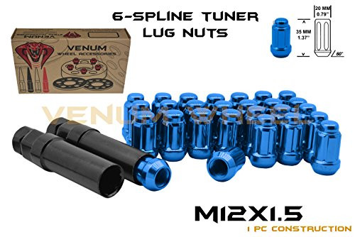 20 M12x1_5 Spline Blue Tuner Lug Nuts Security Socket Keys Included  12x1_5 Thread Pitch Jaguar XF XJ XK X-Type