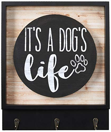 Boston Warehouse Wall Plaque with Hanging Hooks Its a Dogs Life