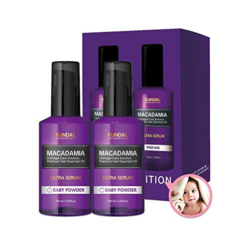 Kundal Pure Natural System Macadamia Ultra Hair Serum Baby Powder Scent Only 7 Second 100ml  3_5 Fl Oz × 2P Set