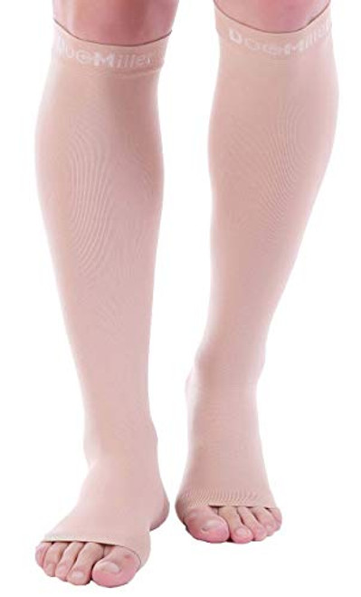 Doc Miller Open Toe Compression Socks 1 Pair 20-30mmHg Support Skin XL-T