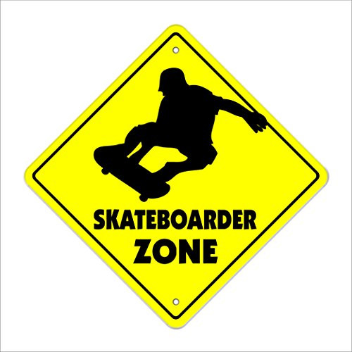 Skateboarder Crossing Sign Zone Xing  IndoorOutdoor  20 Tall Sport Skateboarding Skateboard Wheels Trucks