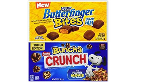 Movie Theater Candy Variety Bundle Pack of 6 includes 3-boxes Butterfinger Bites 3_5 oz  3-boxes Nestle Buncha Crunch 3_2 oz