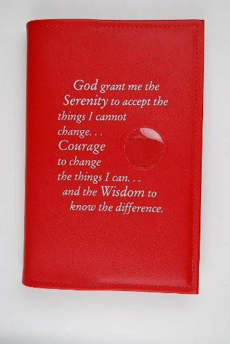 Culver Enterprises Alcoholics Anonymous AA Big Book Cover Serenity Prayer  and  Medallion Holder Red