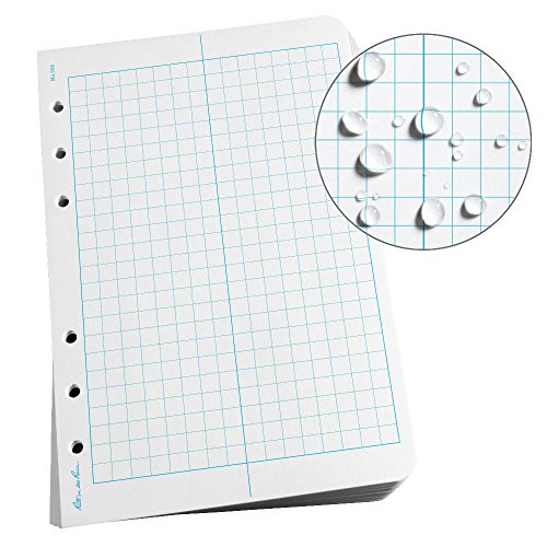 Rite in the Rain Weatherproof Loose Leaf Paper, 4 5/8" x 7", 32# White, Field Pattern, 100 Sheet Pack (No. 352)