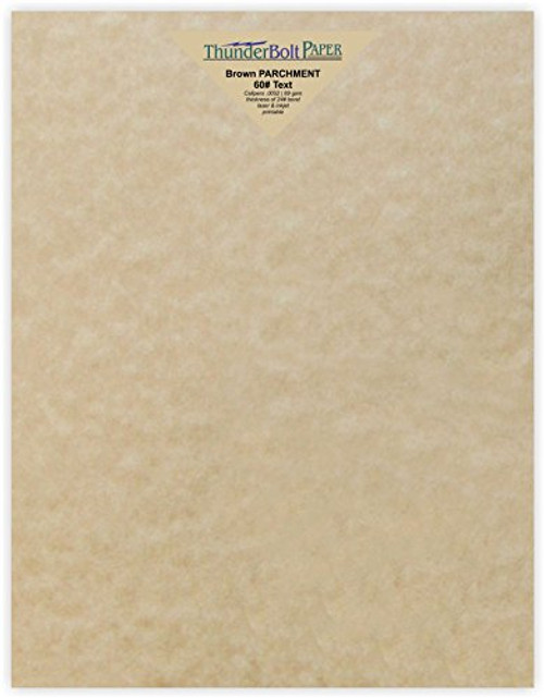 50 Light Brown Parchment 60# Text (=24# Bond) Paper Sheets - 8.5 X 11 Inches Standard Letter|Flyer Size - 60 Pound is Not Card Weight - Vintage Colored Old Parchment Semblance