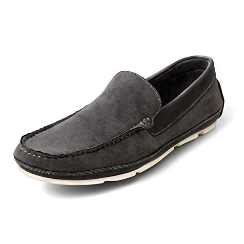 ZRIANG Mens Suede Loafers Slip on Flats Boat Shoes Splice Driving Shoes 11 M US Grey-1C