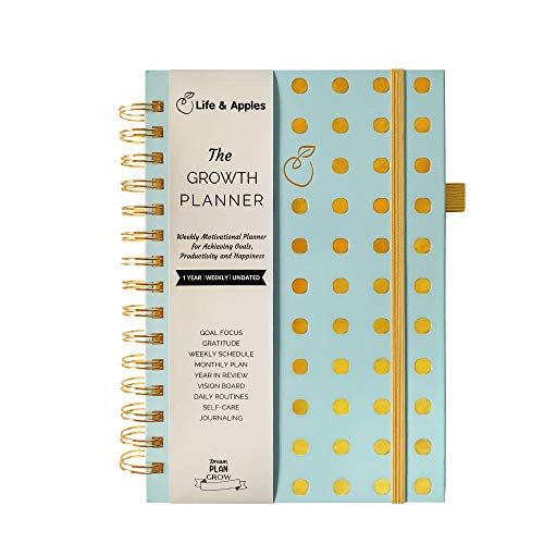 Life  and  Apples Weekly Planner - Goal Planner for Productivity Time Management and Focus - Task Organizer Agenda Notebook 1 Year Undated Blue