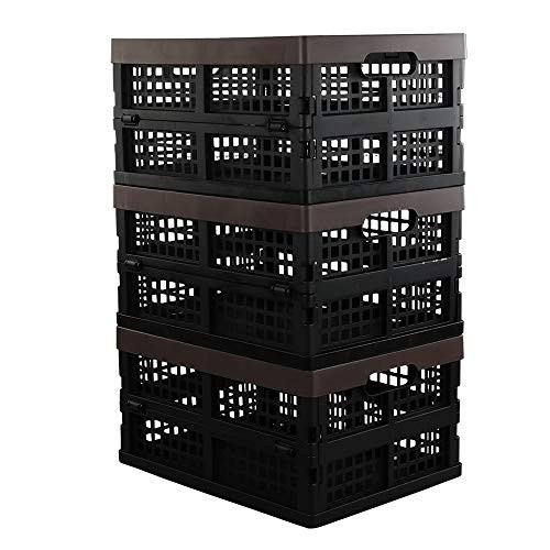 DynkoNA Set of 3 Foldable Collapsible Crate Storage Basket Bin 15 Liter