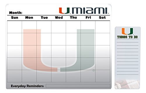 Miami Hurricanes 16 x 20 Dry Erase Calendar and 4 x 10 Dry Erase Board