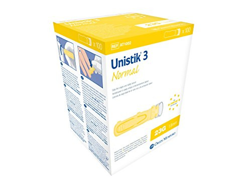 Owen Mumford AT 1002 Unistik 3 Normal Safety Lancets, 1.8mm Depth, 23 Gauge, 100 Count