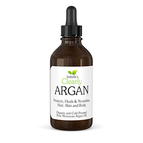 Clearly ARGAN 100% Pure Certified Organic Moroccan Argan Oil I Cold Pressed Virgin Oil I Anti Aging Moisturizer for Hair Skin Body Scalp Nails I Healthy Hair Growth Dry Skin Treatment 4 Oz