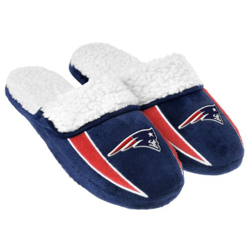 NFL New England Patriots Mens Team Logo Sherpa Slippers Team Color Large 11-12