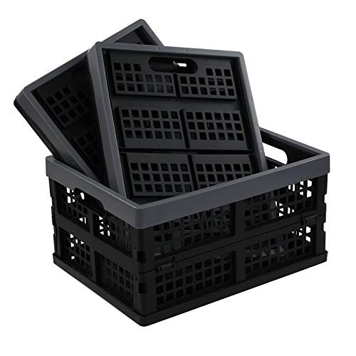 DynkoNA 3 Foldable Basket Bin 15 Liter Collapsible Crate Stackable Bin
