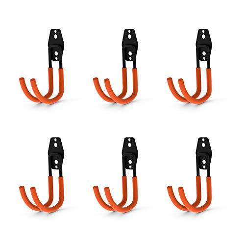 CoolYeah Steel Garage Storage Utility Double Hooks Heavy Duty for Organizing Power ToolsLarge J Hooks Pack of 6 5_5 × 3_1 × 4_2 inches
