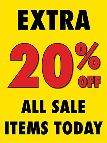 Extra 20% Off All Sale Items Retail Display Sign 18w x 24h