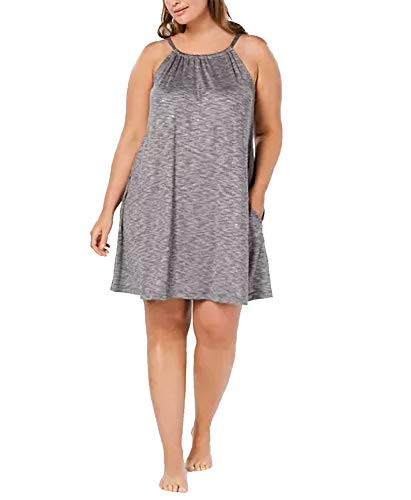 Alfani Scoop-Neck Knit Chemise NightgownOxford Heather Grey 2X