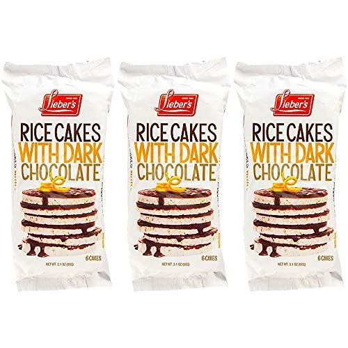 Liebers Rice Cakes Dark Chocolate Coated Rice Cakes Kosher Certified 3_1 Oz Pack of 3 Total of 9_3 Oz