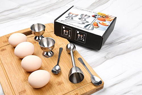 Egg Topper Set- Hard & Soft Boiled Eggs Separator Tool,Egg Cutter,Egg Shell Remover,Egg Cracker- Include Spoons and Cups - Shell Remover & Cutter (Egg Topper Set)