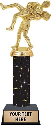 11 Wrestling Double Male Throw Trophies - Black Midnight Wrestling Double Male Throw Trophy Awards Prime