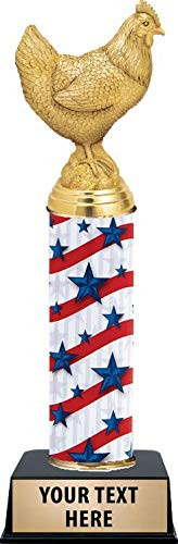 Crown Awards 11 American Glory Chicken Trophy Gold Chicken Figure Trophies On Black Base Prime