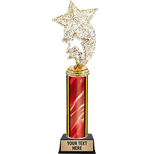 11 Red Gold Glitter Star Rocket Trophies - Customized Gold Glitter Star Rocket Trophy Awards Prime